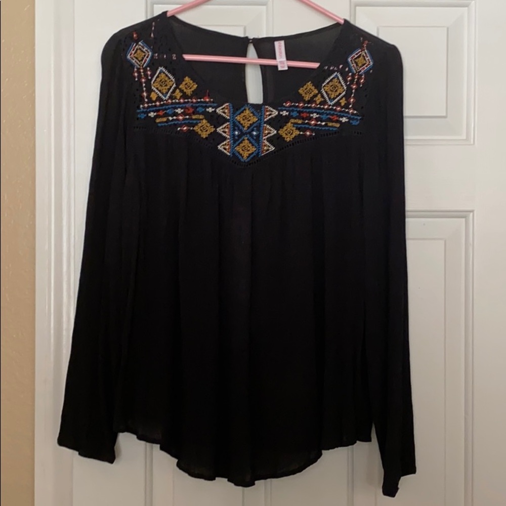 Black top with multicolor Embroidery